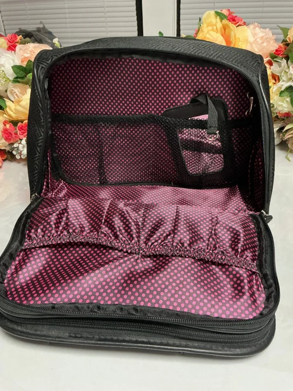 Caboodles Envy Large Black Travel Makeup Cosmetic Organizer Case Mirror